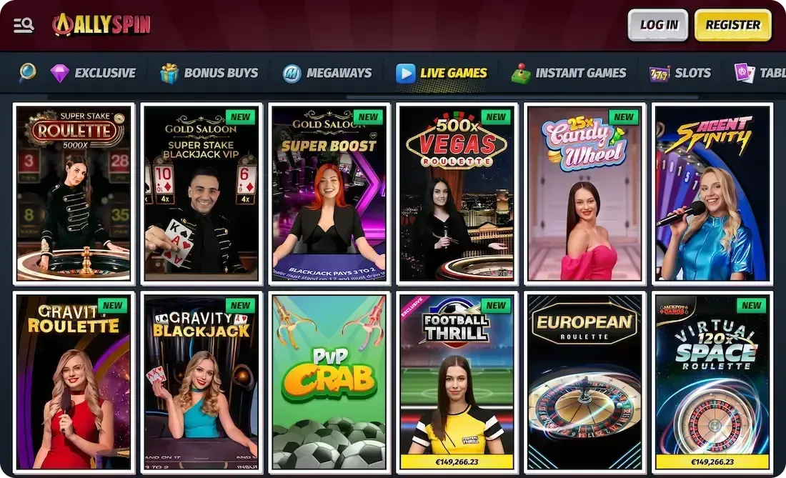 allyspin casino live games